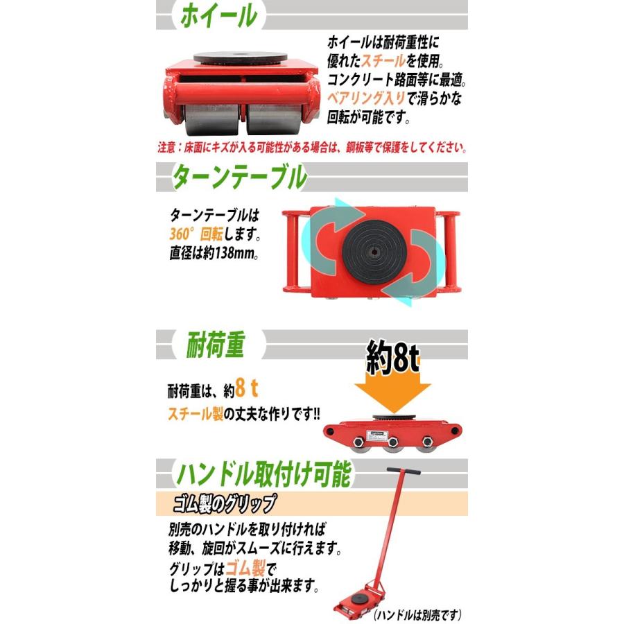 マシンローラー 耐荷重約8t スチール製ホイール 4台 4台セット マシンローラー 耐荷重約8t スチール製ホイール 4台 4台セット