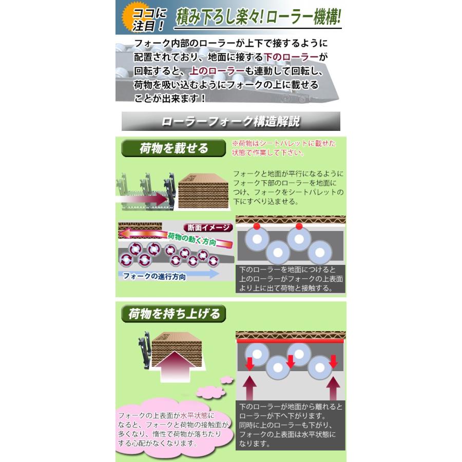 ローラーフォーク 長さ1300mm 定格荷重2000kg フォークリフト用 ローラーフォーク 長さ1300mm 定格荷重2000kg フォークリフト用