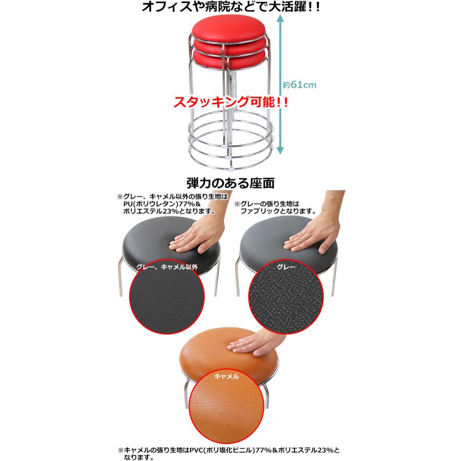 丸椅子 3脚セット 耐荷重約110kg 丸イス スツール ミーティングチェア 会議イス 会議椅子 オフィスチェア スタッキングチェア スチール おしゃれ_13