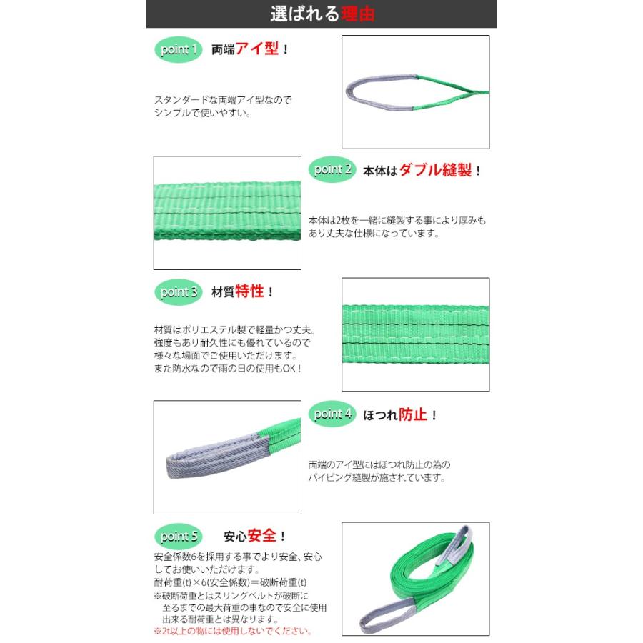 スリングベルト ベルトスリング 耐荷重約2t 全長約6m ベルト幅約55mm