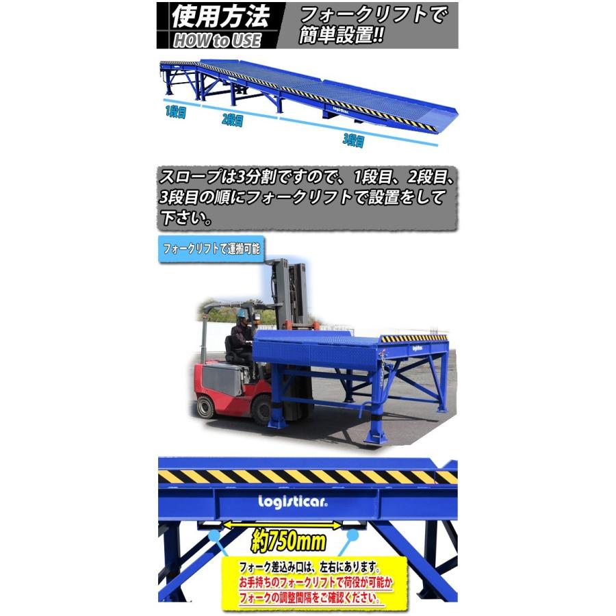 コンテナスロープ 耐荷重約7000kg スチール製 ブルー 幅約2100mm コンテナスロープ 耐荷重約7000kg スチール製 ブルー 幅約2100mm