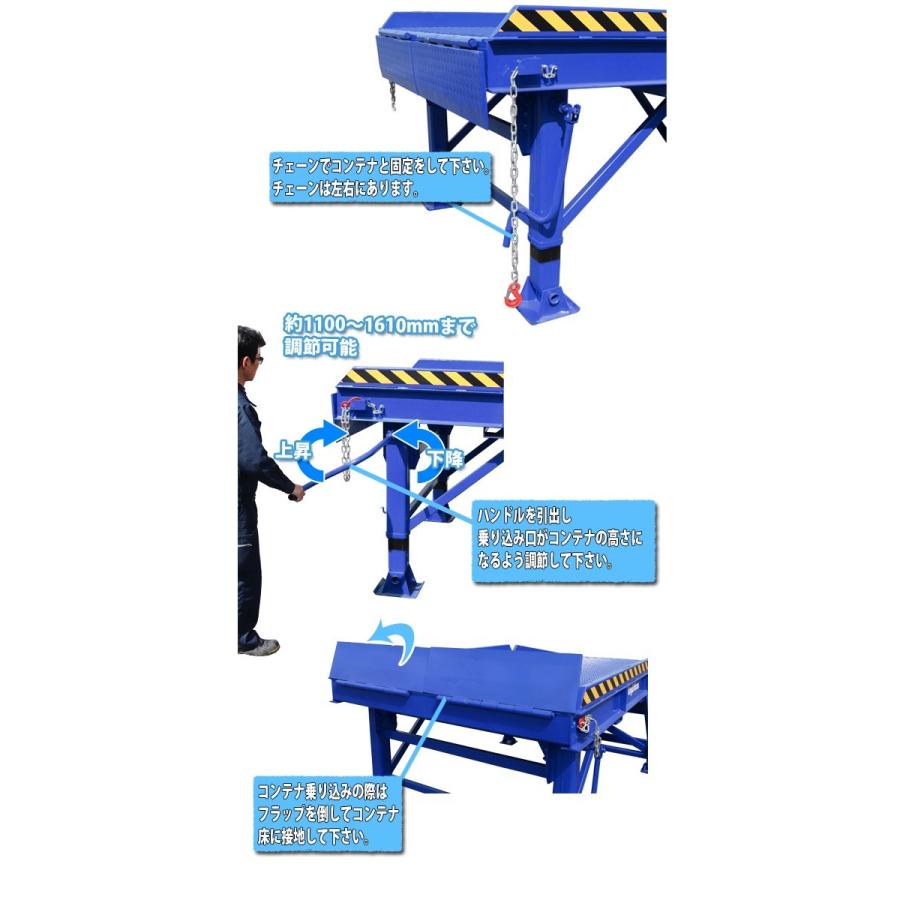 コンテナスロープ 耐荷重約7000kg スチール製 ブルー 幅約2100mm コンテナスロープ 耐荷重約7000kg スチール製 ブルー 幅約2100mm