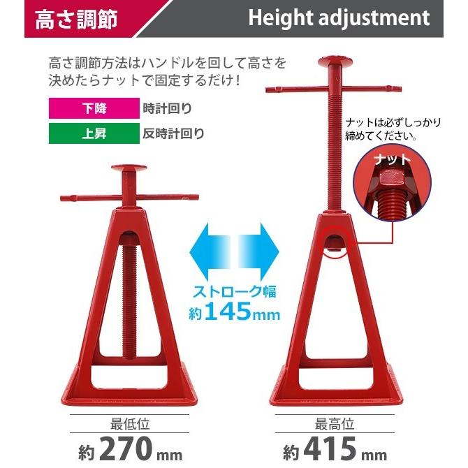ジャッキスタンド アルミ 軽量 定格荷重約9t 約9000kg(2台合計 ジャッキスタンド アルミ 軽量 定格荷重約9t 約9000kg(2台合計