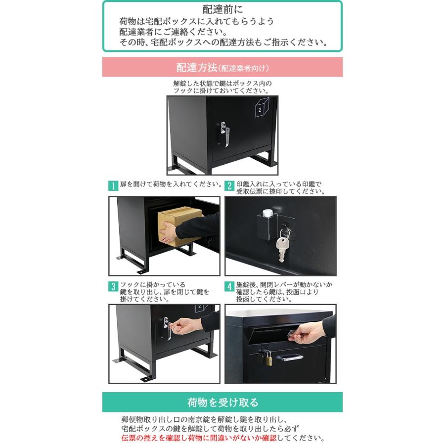 スチール製 宅配ボックス 宅配BOX 3段 ブラック スチールロッカー
