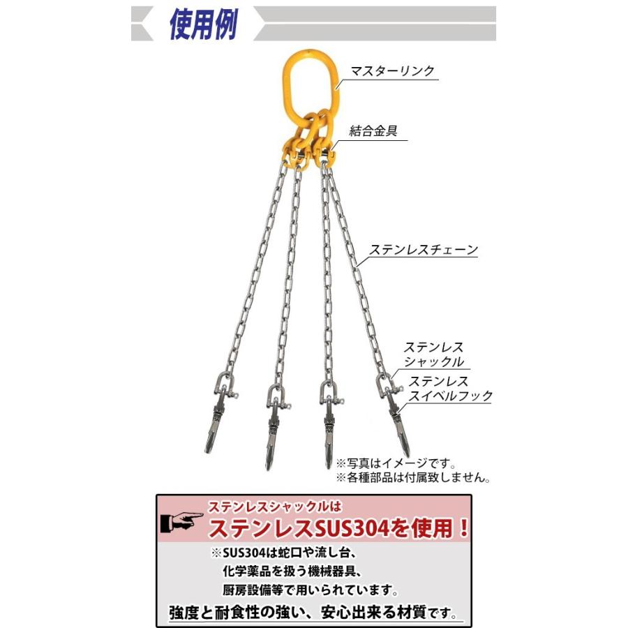 ステンレスシャックル 10個セット JIS規格 ねじ込みタイプ M10 線径約10mm 開口約20mm 使用荷重約500kg SUS304 JIS ステンレス製 ねじシャックル SE型 半丸｜bauhaus1｜03