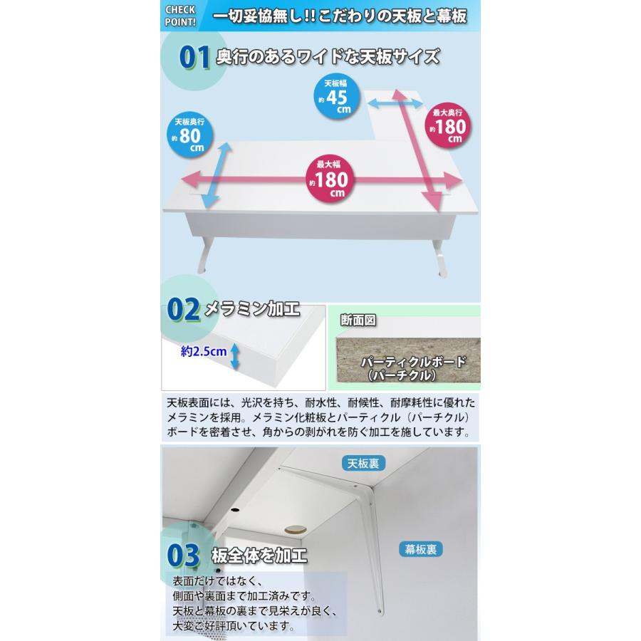 オフィスデスク デスク L字型 幕板 コードホール付 約W1800×約D1800×約