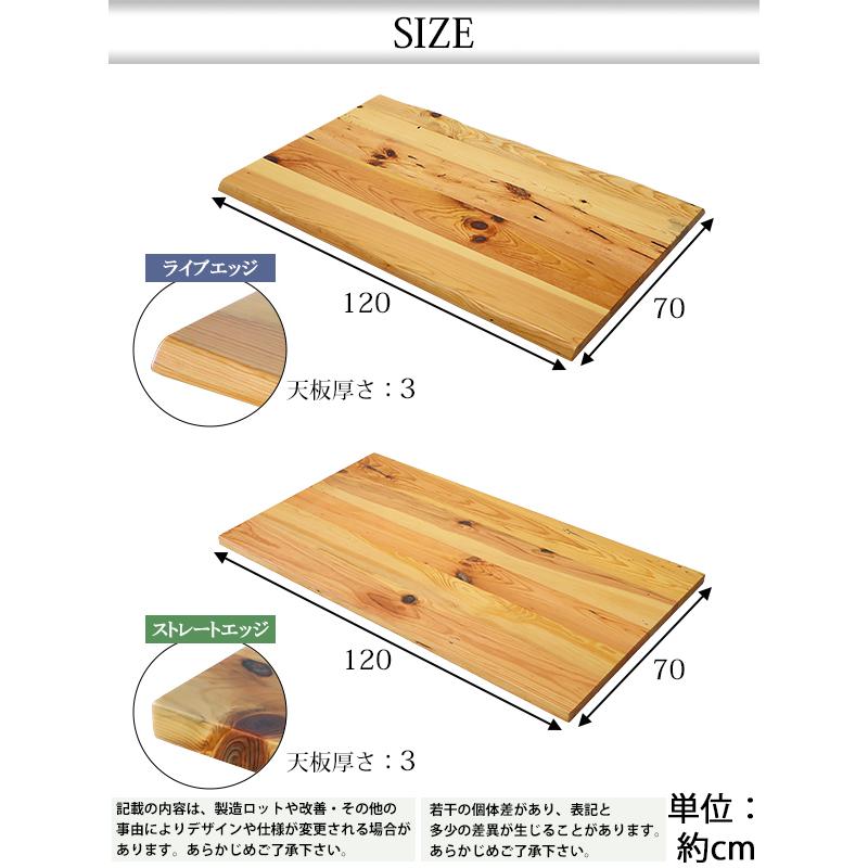 アウトレットパイン材天板120×70(cm) 天板 デスク テーブル 天板のみ パイン材 W1200×D700×H30mm パイン