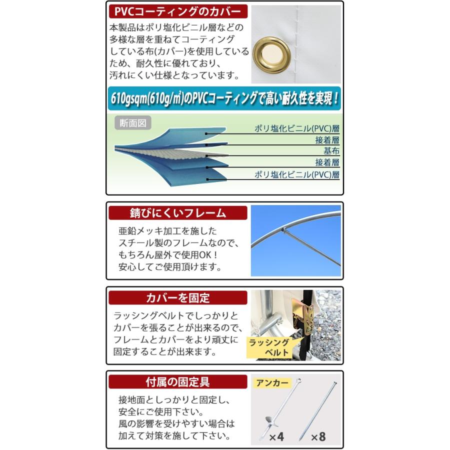 パイプ倉庫 ガレージテント パイプ車庫 約幅2700×奥行3700×高さ パイプ倉庫 ガレージテント パイプ車庫 約幅2700×奥行3700×高さ