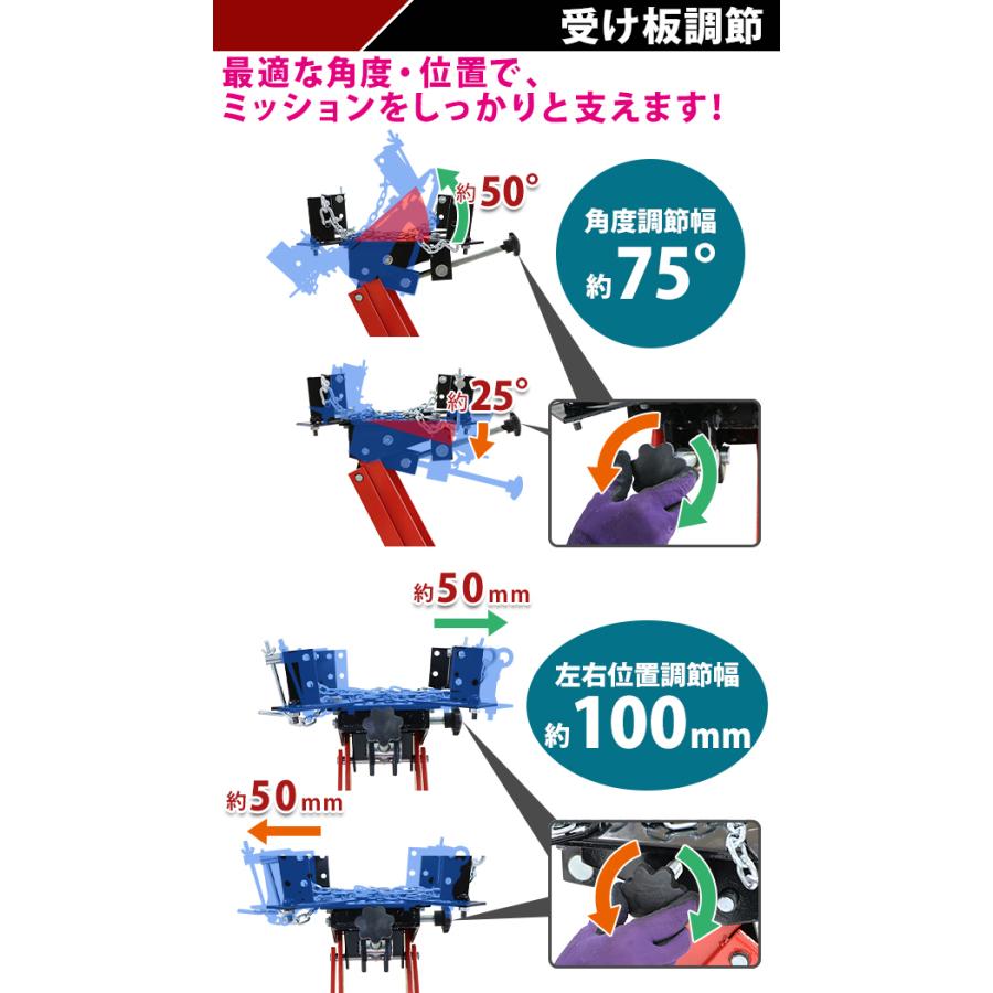 油圧式 トランスミッションジャッキ フロアタイプ レッド 耐荷重約1.5t 