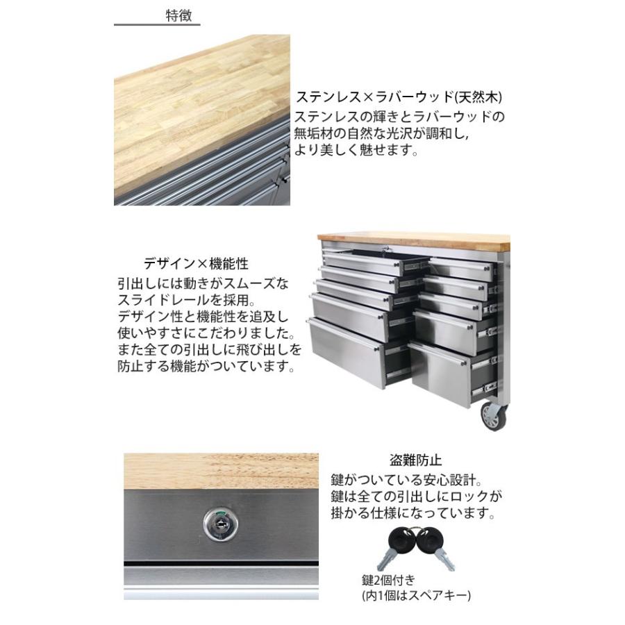 ステンレススチール製引き出しキャビネット・DIYツールワゴン dショッピング |ツールキャビネット 幅157cm ステンレス製 木天