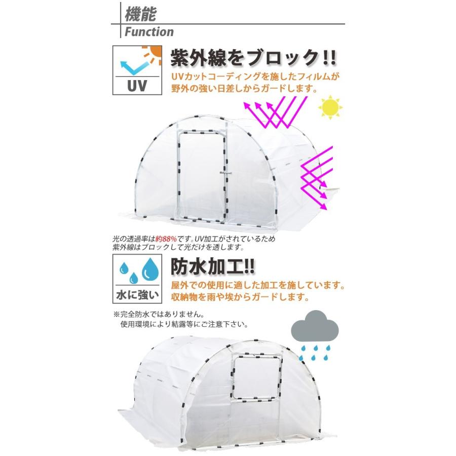 ビニールハウス 屋外用温室 ドア付き 窓付き 約3.6坪 幅約300cm×奥行約