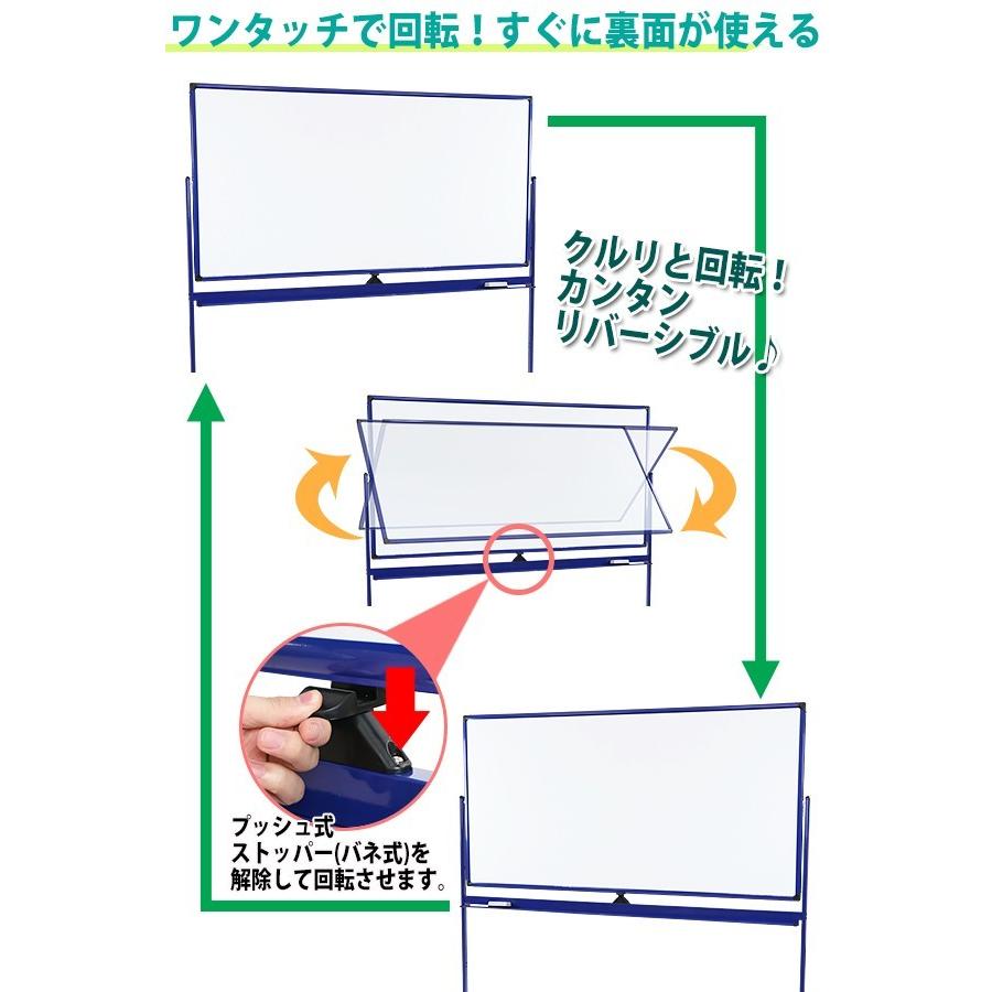 ホワイトボード 脚付き 高さ2段階 高さ調節 1800×900mm 両面 ハイグレードモデル 選べるフレームカラー 回転式 トレイ マーカー イレーザー付き 高さ調整 段階｜bauhaus1｜11