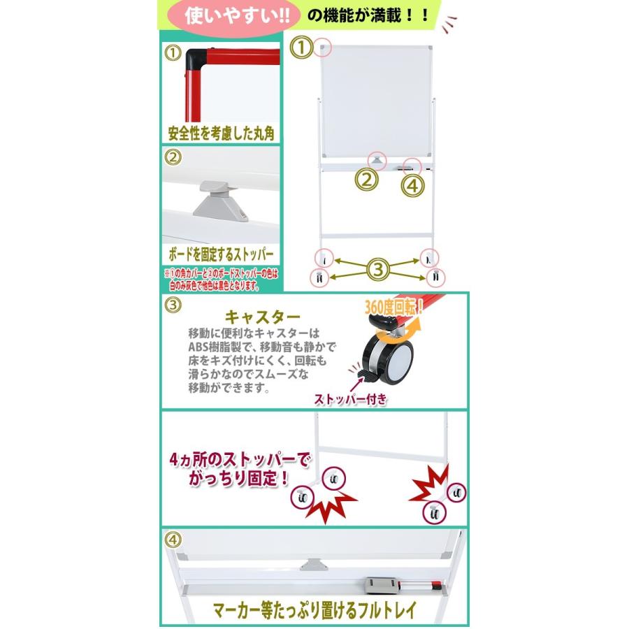 ホワイトボード 脚付き 高さ2段階 高さ調節 900×900mm 両面 ハイ ホワイトボード 脚付き 高さ2段階 高さ調節 900×900mm 両面 ハイ