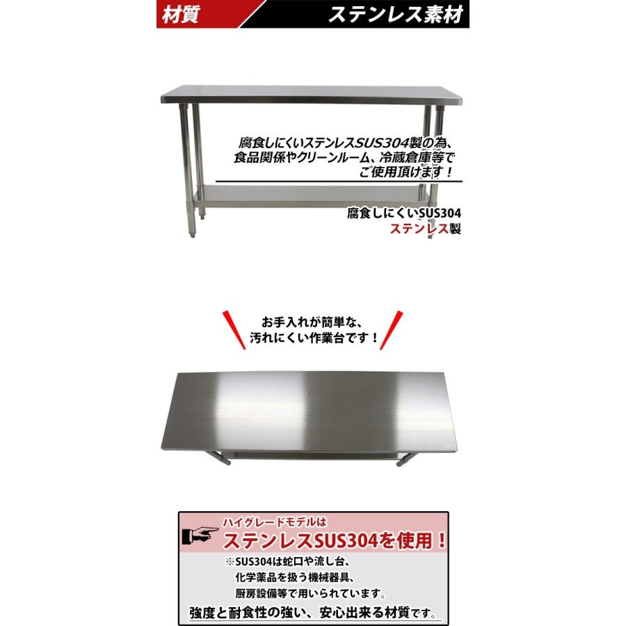 オールステンレス作業台 2段 耐荷重約200kg 約幅1500×奥行450×高さ 