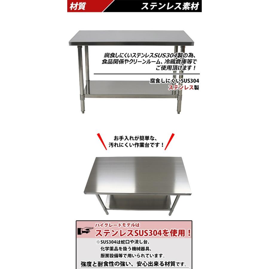 オールステンレス作業台 2段 耐荷重約200kg 約幅1200×奥行600×高 オールステンレス作業台 2段 耐荷重約200kg 約幅1200×奥行600×高
