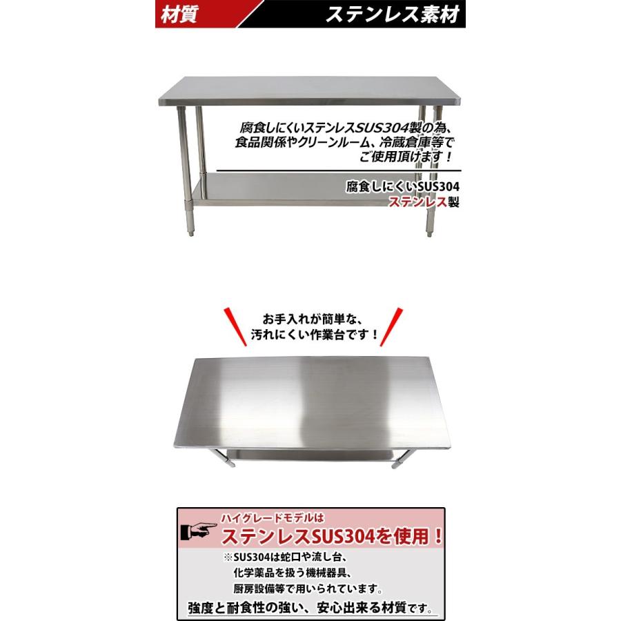 オールステンレス作業台 2段 耐荷重約200kg 約幅1500×奥行600×高さ800mm SUS304 ハイグレードモデル ステンレステーブル ワークテーブル ステンレス台 業務用｜bauhaus1｜02