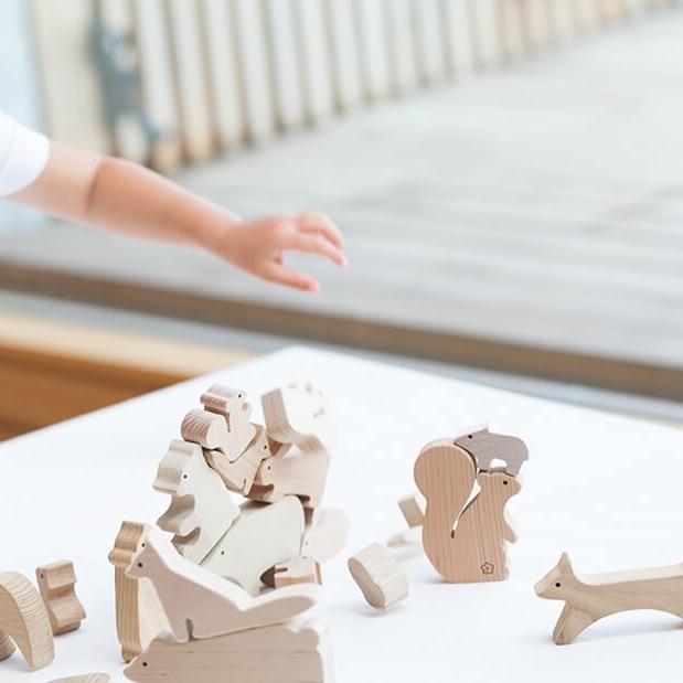 森の動物つみき 木製 おもちゃ 日本製 国産材 無塗装 積木 子供 男の子