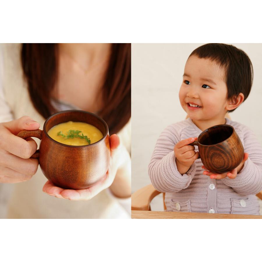 シェーヌ・ドゥ マグカップ コップ 日本製 木製 国産材 拭き漆 天然木 男性 女性 大人 シンプル かわいい おしゃれ 軽い 軽量 丈夫 取っ手 オークヴィレッジ |  | 03