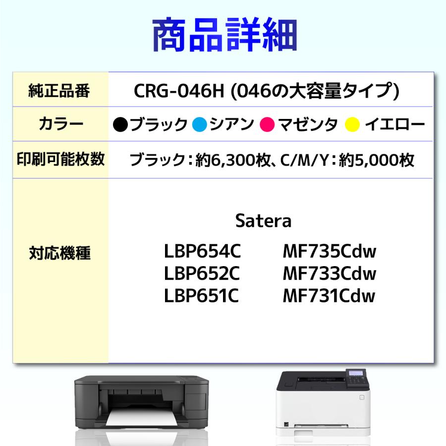 【互換品】Canon 046H ブラック CRG-046HBLK 4個 互換トナーカートリッジ LBP654C LBP652C LBP651C MF735Cdw MF733Cdw MF731Cdw_1