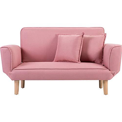 OSJ 2人掛けソファ ピンク OSJ ソファ 幅106cm クッション付 軽量 コンパクト 2人掛け