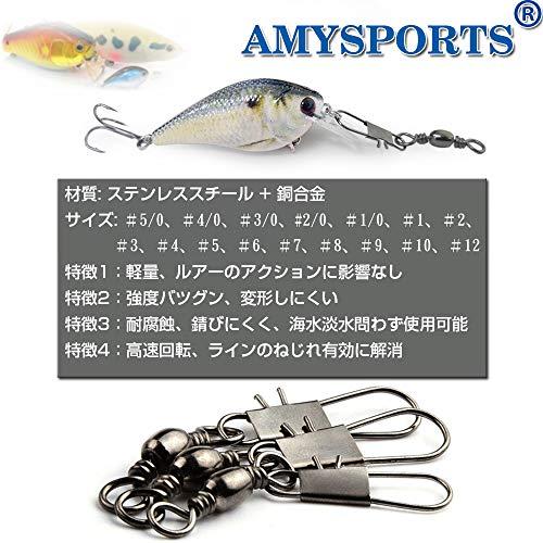 AMYSPORTS 釣り スナップ スイベル 釣り スナップ スナップ付き サルカン ローリングスイベル インターロックスナップ タイプＢ 青物 海釣り｜baxonshop-honten｜02