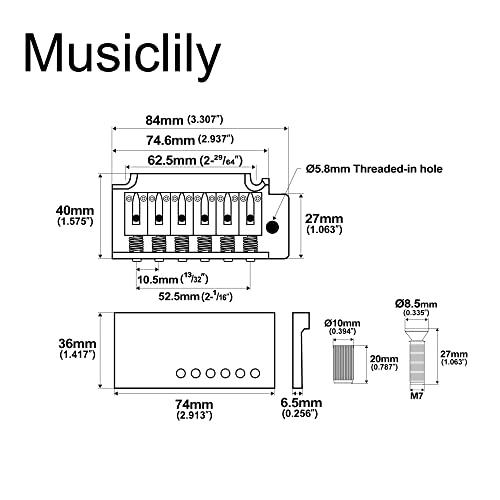 Musiclily 弦ピッチ10.5mm ショートブロック 2点支持タイプ トレモロブリッジユニット スクワイアストラトギター用 、ゴールド｜baxonshop-honten｜02