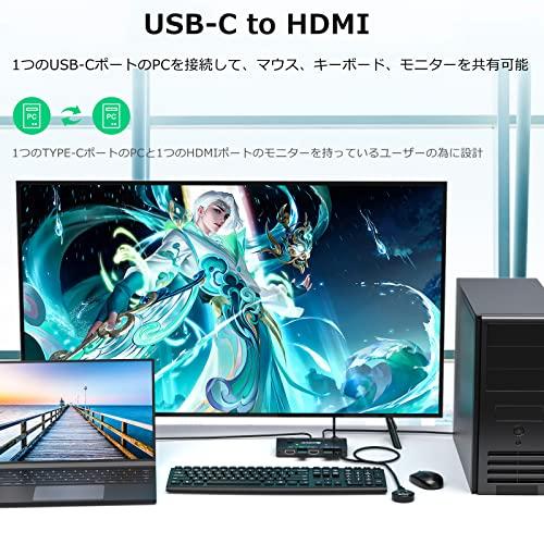 !!! 新モデル  USB-C HDMI KVM切替器、2ポートType-CとHDMIコンビネーションスイッチャーサポート4K@60Hz 1 Type-Cと1 HDMIポートコンピュータのキーボードマウ｜baxonshop-honten｜04
