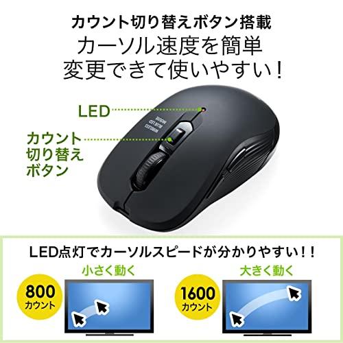 サンワダイレクト ワイヤレスマウス type-c 無線マウス 5ボタン  戻る/進むボタン搭載  ブルーLED iPad Pro/Mac/Win/Android対応 dpi切替 400-MAWC097BK｜baxonshop-honten｜06