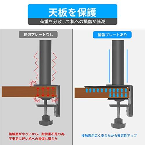 EAYHM モニターアーム補強プレート 取付部硬さ強化対策 傷防止 デスク保護 滑り止めシート付き 黒｜baxonshop-honten｜03