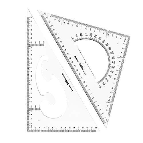 Jimjis 三角定規 30cm 製図 セット 大きい 受験用 三角スケール 定規 