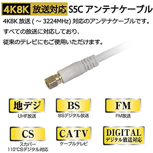 [フジパーツ]［4重シールド］BS CS 地上デジタル対応 S5CFB 同軸ケーブル S5CFB 5Cアンテナケーブル 2m 白 プッシュ式-Ｆ型コネクター(ねじ式)/WLF5C-20 2m｜baxonshop-honten｜05