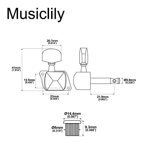 Musiclily L3*R3 ギター糸巻き ペグ カバードタイプ エレキギター/アコースティックギター用 、 ブラック｜baxonshop-honten｜02