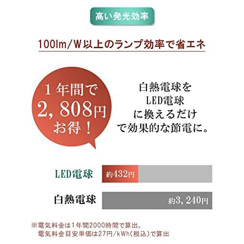 LUTW LED電球 T形タイプ E26口金 60W形相当 電球色 2700K 8W 810LM 260*配光角 調光不可 断熱材施工器具対応 EFD15 EFD25代替推奨 6個入 LDT8L-G-E26/S｜baxonshop-honten｜06