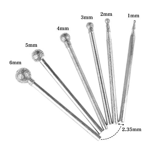 6本セット 軸約 球形ヘッド ダイヤモンド 研削ツール 軸約 研磨仕上げ用 砥石 研削ビット 2.35mm｜baxonshop-honten｜02