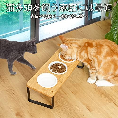 猫食器 ネコボウル ねこエサ入れ 食器スタント スタンド ねこ給食 ペット ボウル フード用 スタンド 竹製 ねこ ご飯台 ねこお皿 (ナチュラル)｜baxonshop-honten｜06