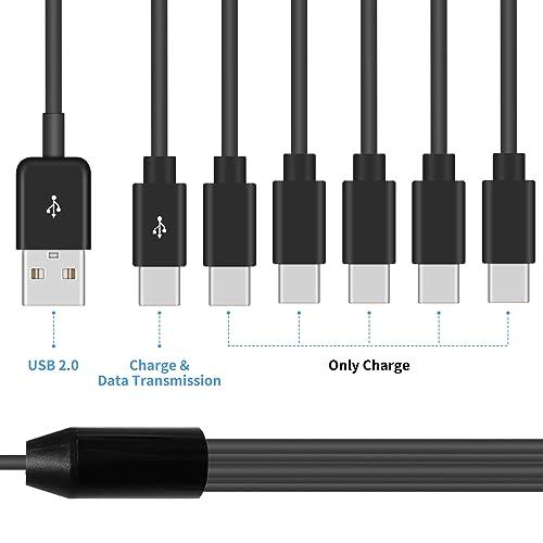 Poyiccot USB Type C ケーブル、 USB C 分岐 6 In 1 USB Type C ケーブル 、3A 急速充電 USB A to USB C スプリッター ケーブル、 6台の 機器 を同時に充電 USB｜baxonshop-honten｜02