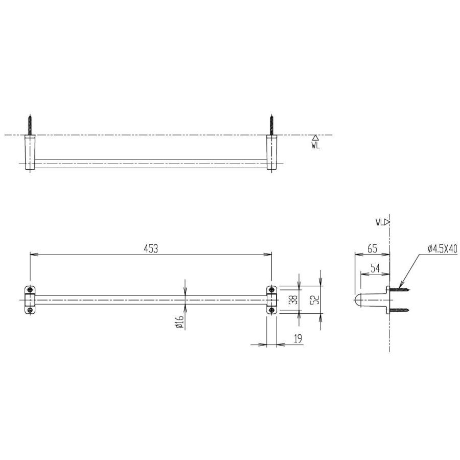 LIXIL(リクシル) INAX タオル掛 スタンダードシリーズ 472×65×52 KF-11S｜bayashin-store｜02