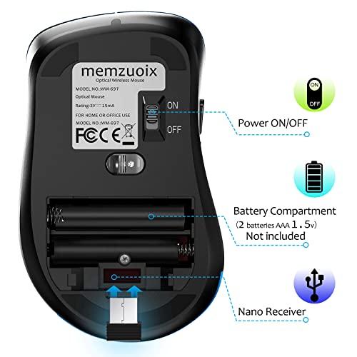 Memzuoix 2.4Gワイヤレスマウス、USBレシーバー付きポータブルモバイルコードレスマウス、1,200 DPI人間工学に基づいたコンピューター｜bayashin-store｜03