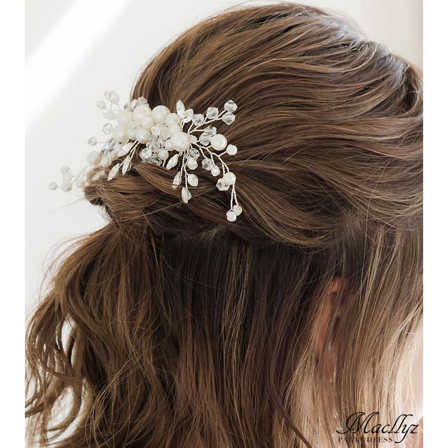 ベイビークラブ 結婚式アクセ ヘアピン ヘアコーム ヘアアクセサリー ヘッドアクセサリー 髪飾り 結婚式 二次会 パーティー シルバー コーム｜baybclub｜05