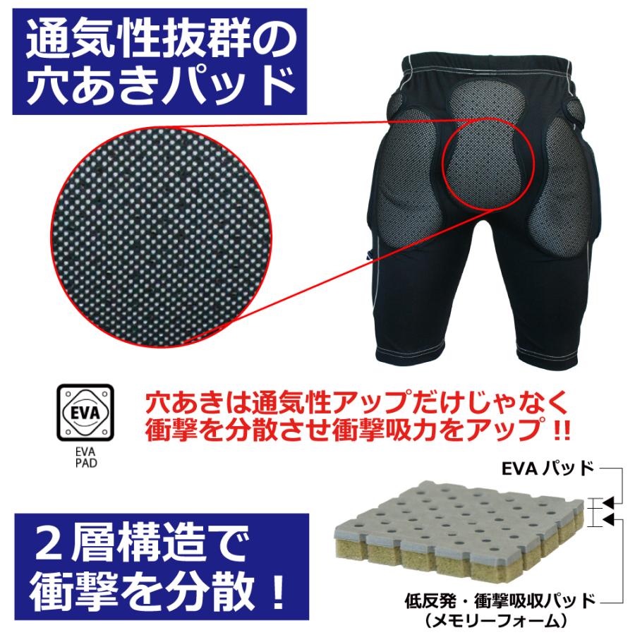 スノーボード スキー ヒッププロテクター ヒップパッド NEO INNER SHORT ネオインナーショートタイツタイプ スケボー 軽量快適お尻パット｜bayleaf-shop｜04