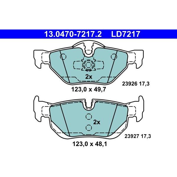 低ダスト ATE セラミック ブレーキ パッド リア BMW  3シリーズ セダン E90  VA20用 34216774692 ATELD7217_1