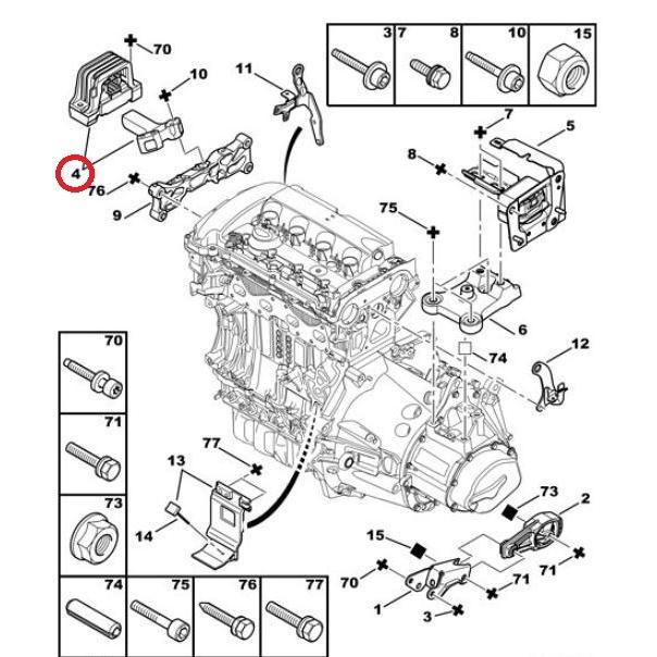 PEUGEOT プジョー シトロエン エンジンマウント 右上側 C5 3 C6 407