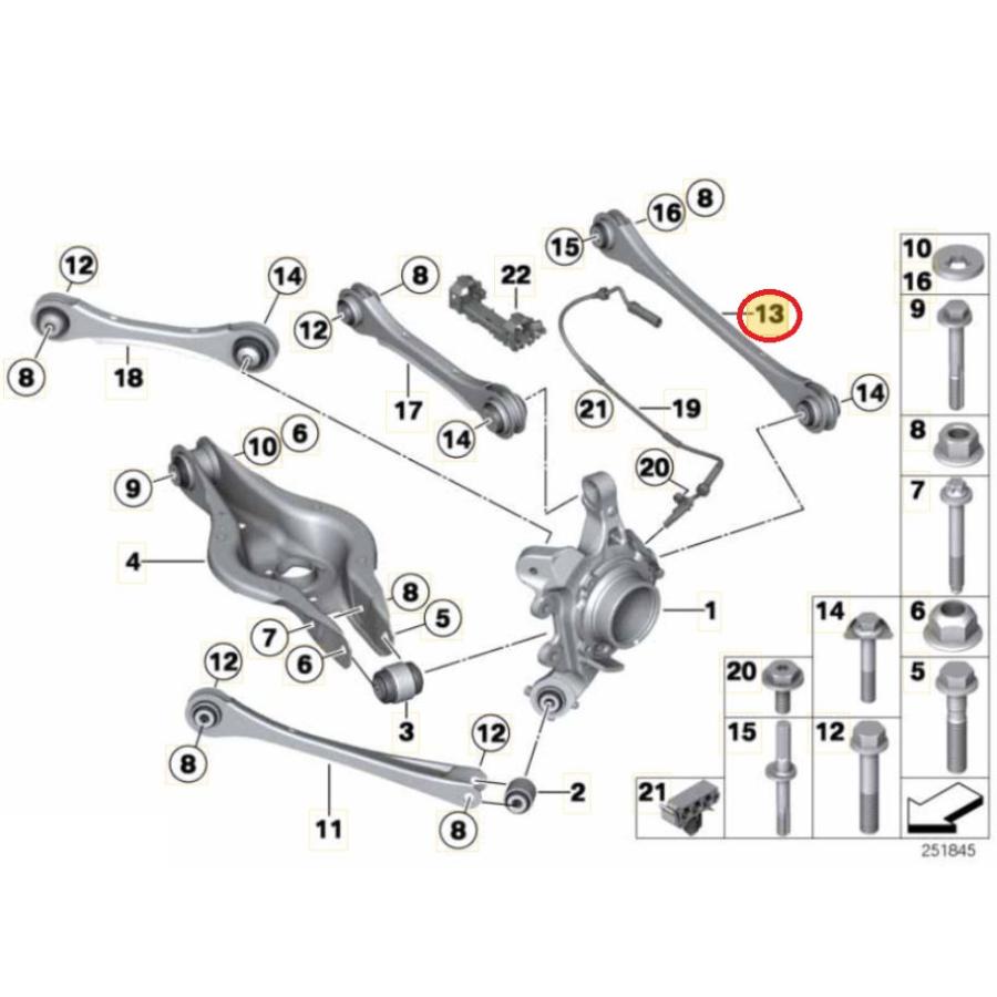 BMW リア トラッキングアーム コントロールアーム F20 F21 F22 F23 F30 F31 F32 F36 1本 左右共通 33326792533 LEMFORDER製の画像