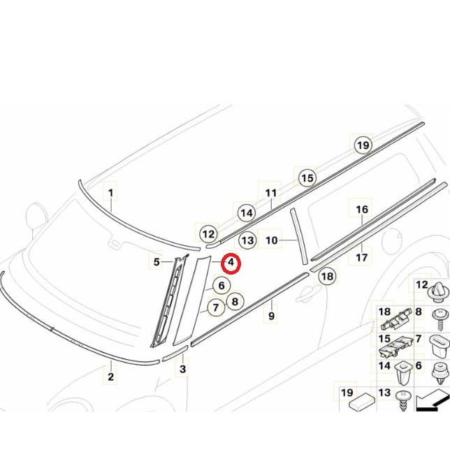 MINI（ミニ） Aピラーモール ピラーカバー 左 R56 R55 R57