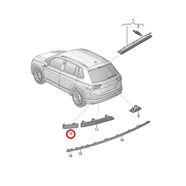 VW ティグアン AD1 AX1 リア バンパー リフレクター 右 外側 5NA945104 純正品の画像