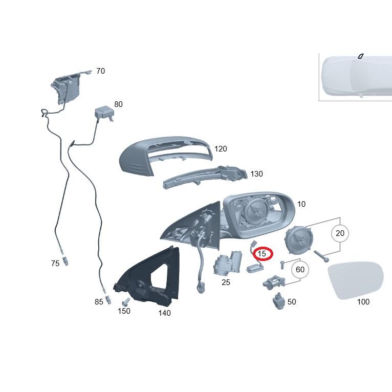 Mベンツ-107-380SLC右ドアーミラー販売 1974-1986 MERCEDES BENZ 380SL 450SL 560SL DRIVER LH SIDE DOOR
