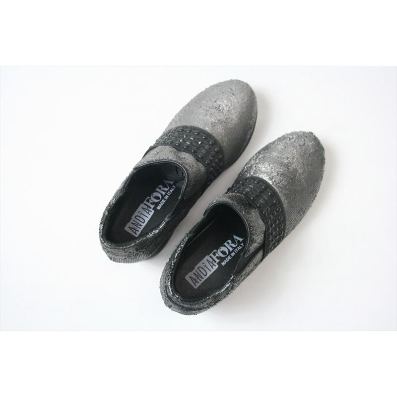 【限定Sale】即納！ANDIA FORA アンディア フォラ レディース レザー コンフォートシューズ スニーカー ブーツ シューズ 靴 革靴 オシャレ イタリア製 シルバー アウトレット品 防水ファスナー