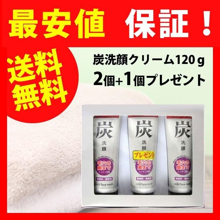 炭洗顔フォーム 120g 炭洗顔クリーム3本セット アズマ商事 送料無料 
