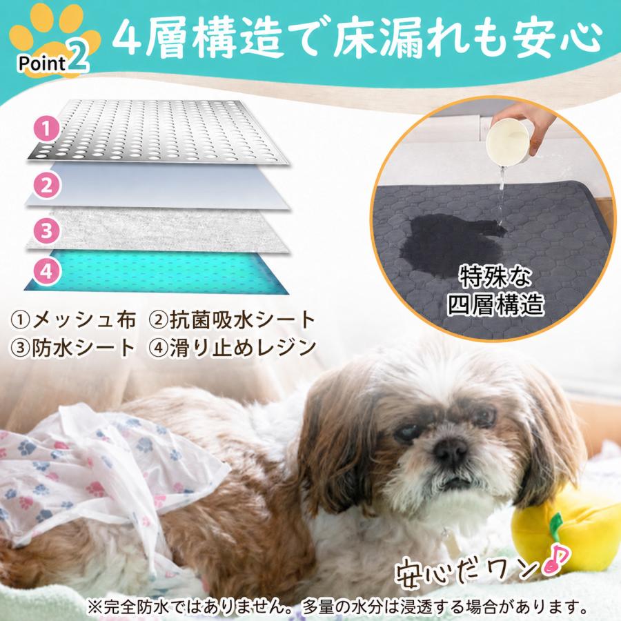 ペットシーツ シート 洗える ワイド レギュラー 厚型 厚手 トイレシート マット 犬用 車用 防水 布製 大判 ズレ防止 | ブランド登録なし | 10
