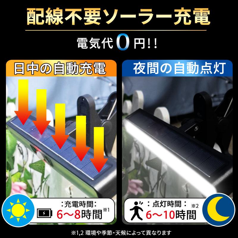 ソーラーライト クリップ センサーライト ガーデン 屋外 led 防水 人感